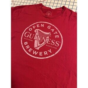 NEW Guinness Open Gate Brewery Logo Red T-Shirt LARGE Beer Lager Maryland Bar